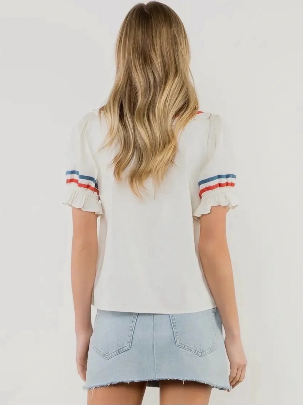 NWT Americana Ribbon Blouses Red White Blue 4th of July Tuckernuck XS S M L - Picture 5 of 7